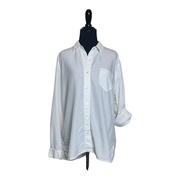 Liz Claiborne white buttoned long sleeves blouse size MP - Picture 1 of 8